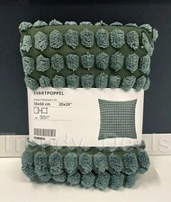 Ikea SVARTPOPPEL Pillow Cushion Cover 20" x 20" Tactile Pattern Gray Green - NEW