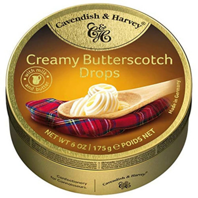 Cavendish & Harvey Butterscotch Hard Candy Drops 6 Ounce Tin