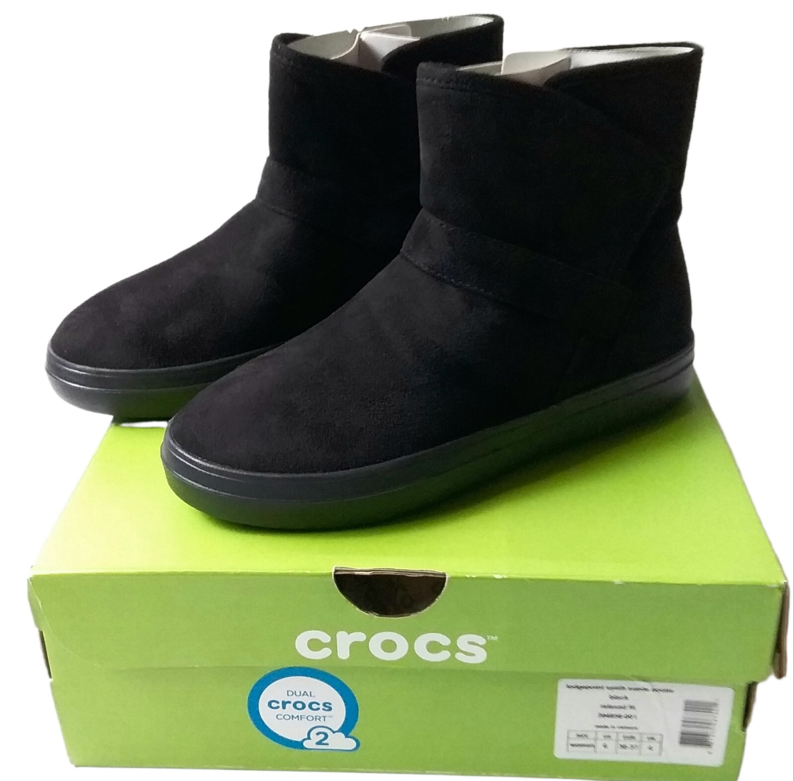 CROCS Shoes Women's 6 Lodgepoint Synthetic Suede Bootie Black New In Box