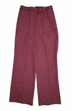 Deadstock Vintage 70s Womens Large Gingham Plaid Knit High Rise Wide Leg Pants