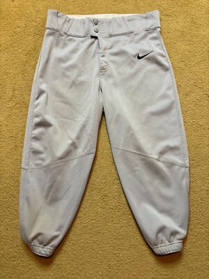 Nike Men's BQ6432 Cropped 3/4 Length Softball Baseball Uniform Pants Gray  Small