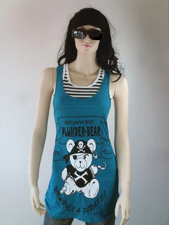 Set Tunic And Tank Top Shirt XS/S Punk Emo Ska PIRATE TEDDY