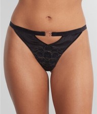 Pour Moi BLACK India Metallic Lace Low Rise G-String, US 14