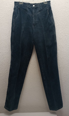 VINTAGE 90's ROCKIES Bareback High-Rise Black Blue Western Jeans 33/15 32x36