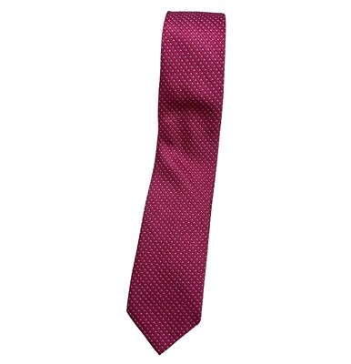 PEDRO DEL HIERRO Men's 100% Silk Necktie LUXURY Pink White Geometric W:2.8'' EUC