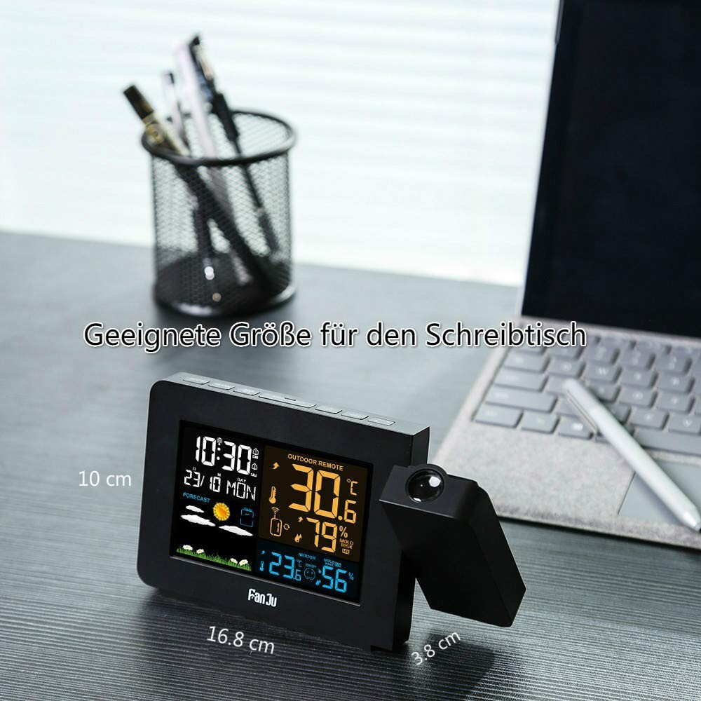 FanJu FJ3391 Messgerät/Funkwecker für Innen-/Außentemperatur  Luftfeuchtigkeit