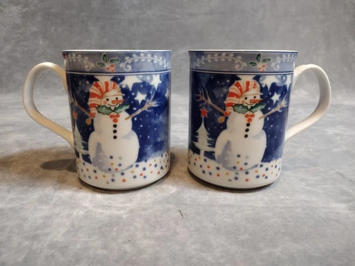 Epoch, Noritake, "Mr. Snowman" Coffee/Tea, Mug/Cup, Winter, Holiday, Set of 2