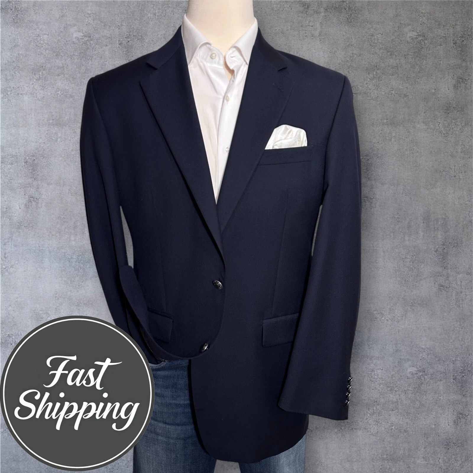 MICHAEL KORS Blazer Uomo Cappotto Sportivo Giacca Due Bottoni 42L Blu Navy Tuta Lana