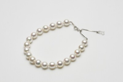 Akoya Pearl Bracelets 8.0-8.5mm White Pink Color Silver