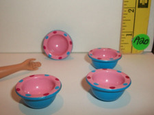 RARE MINIATURE TYCO KITCHEN LITTLES FOOD BOWLS LOT OF 4 FOR 1/6 BARBIE A20