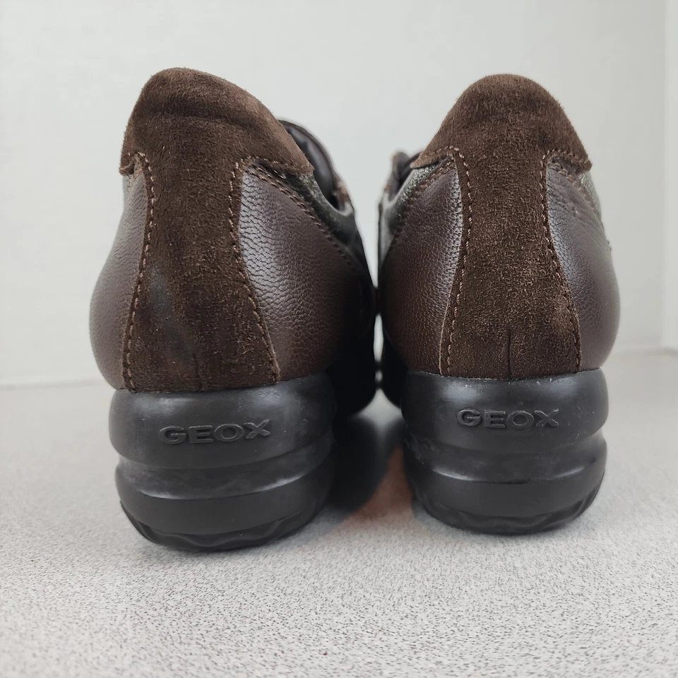Geox Talla 6.5 Mujer Zapato Informal Cuero Marrón Tacón de Cuña Gancho y Lazo EU 37.5 Foto 4 de 4