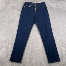 Michael Kors Jeans Women's Size 4 Blue Dark Wash Straight High Waist Button Fly