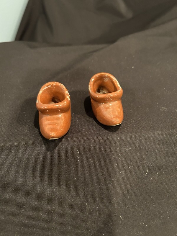 Antique Reddish Brown Porcelain Slippers. 