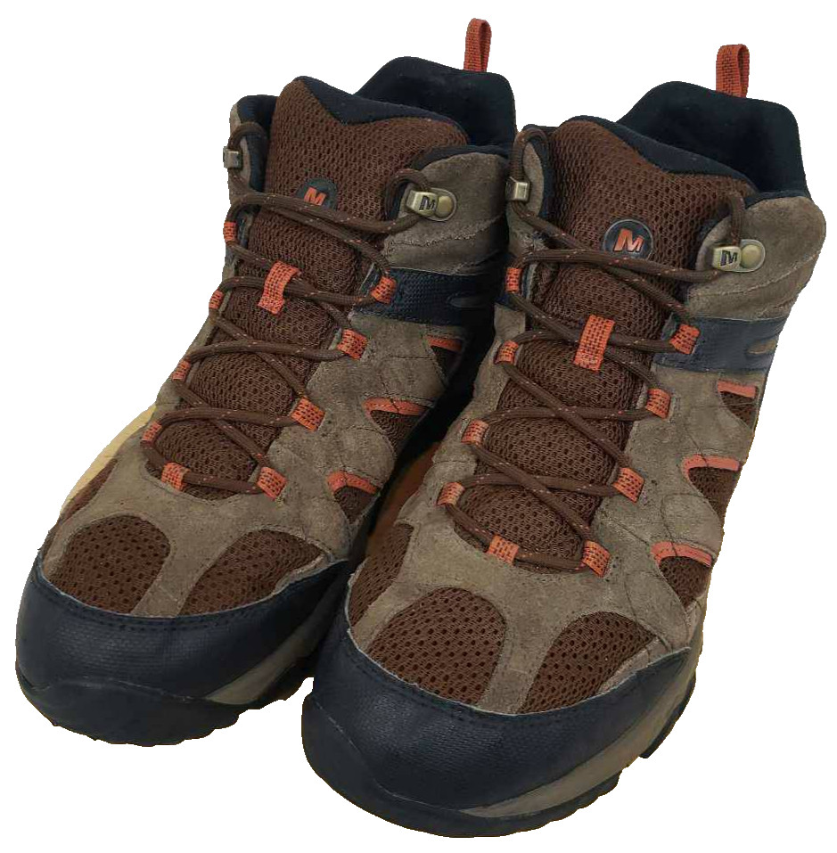 Merrell Mens Outmost Mid Ventilator Hiking Trail Boots Brown Black