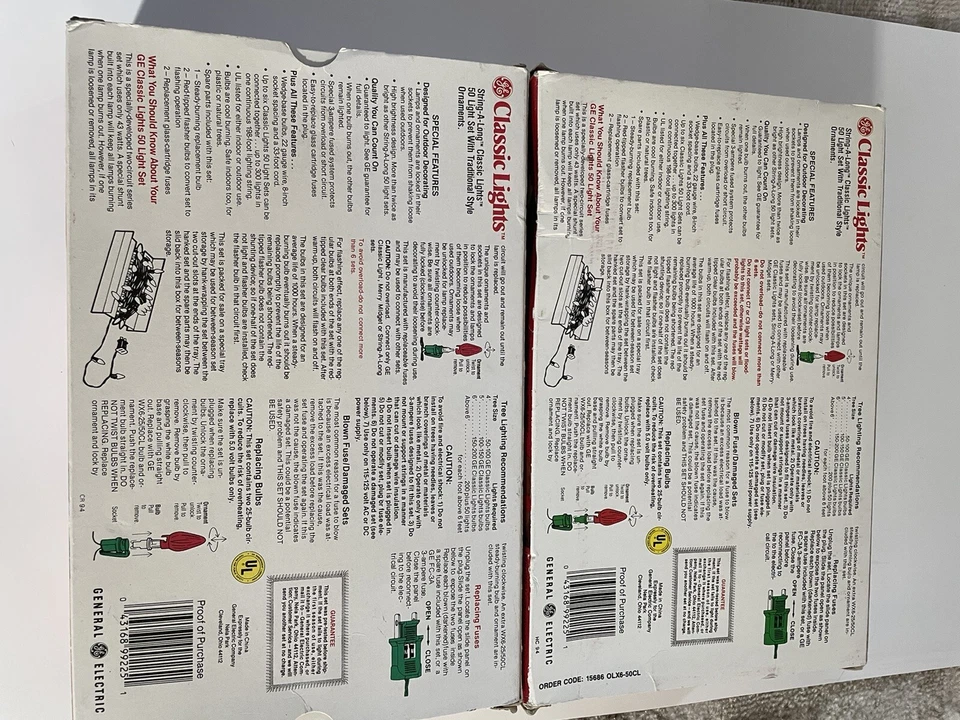 Vintage GE String-A-Long Classic Lights 50 Outdoor Light Set Clear Unused Lot 2 - Image 4 of 4