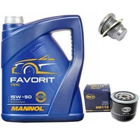 MotoröL Set 15W50 5 Liter + ÖLfilter + ÖLablassschraube FüR Opel Arena 1.9 60 PS