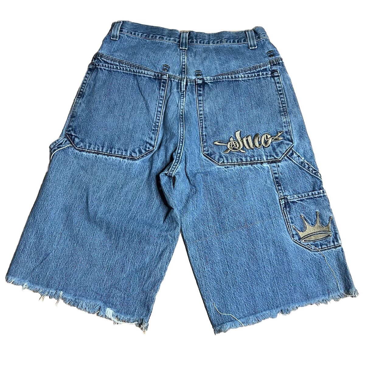 Vintage JNCO Jeans Shorts Mens 30 Baggy Embroidered Gold Vintage JNCO Jeans Shorts Mens 30 Baggy Embroidered Gold