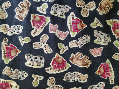 4 Yards OLLIE & ME CUTE FARM ANIMALS BARN PRINT FABRIC 100% COTTON