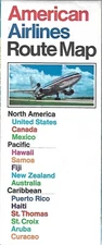 1971 AMERICAN AIRLINES Jet System Map United States West Indies Australia Hawaii