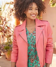 Joe Browns Women's Coral Studded Detail Cropped Leather Jacket