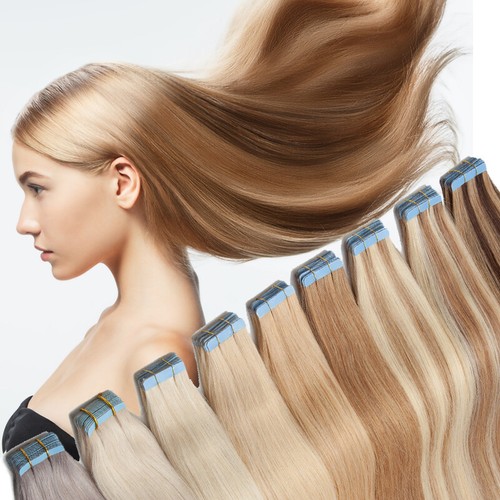 CLEARANCE Tape In 100% Real Human Hair Extensions Skin Weft FULL HEAD Thick 150g - Picture 12 of 39