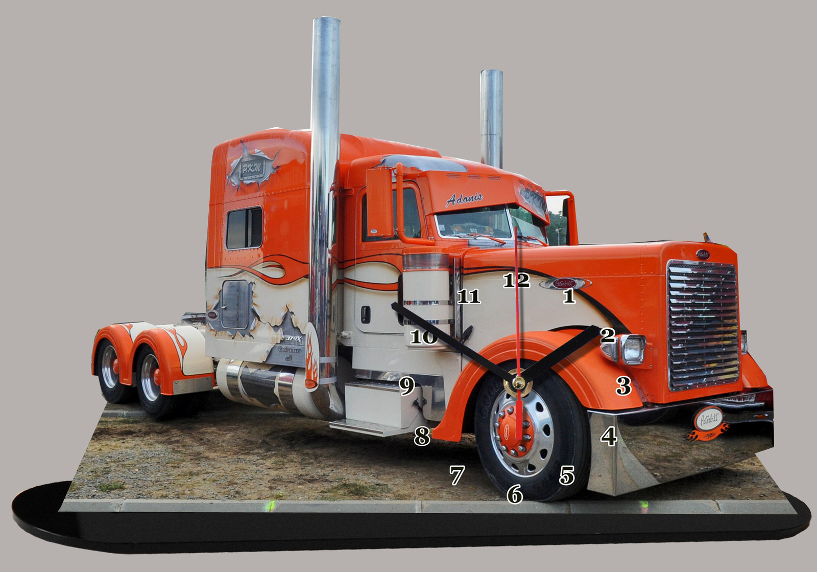 Horloge miniature camion USA Peterbilt décorative en relief pour meuble