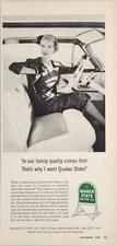 1955 Print Ad Quaker State Motor Oil Lady Holds Steering Wheel Oil City,PA