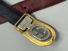 Gucci Vtg Belt Women's  Burgundy Black Gold Silver GG Buckle Reversible Belt 36"