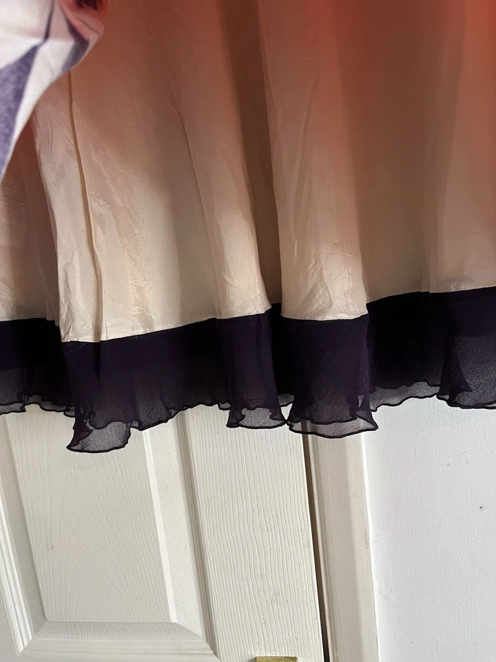 Monsoon Pink silk & Cotton embroidered A line skirt size 14 Midi A4 - Image 3 of 4