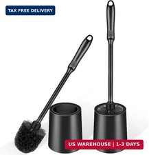 Black Toilet Brush and Holder Set for Bathroom and Toilet Scrubber, 2 Pack  Ext
