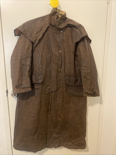 Claybourn Unisex Vintage Full Length Oil Skin Riding Coat Large Pony Size Large