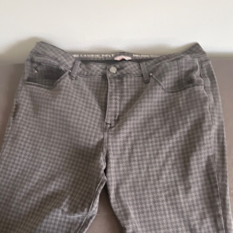 Laurie Felt Women’s Skinny Jeans Gray Houndstooth L 5-Pocket Zip Button