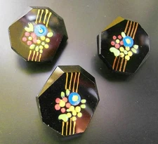 3 Czech ANTIQUE (1920's) Glass Buttons #P304 - 18 mm or 3/4" - RARE - WOW!!!!