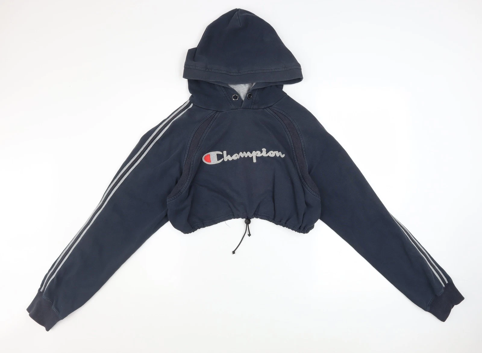 Champion Womens Navy Cropped Pullover Hoodie XL Drawstring Hem