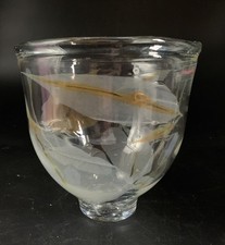 Designer Vase; Studioglas Vera Walther; Signiert; Blattdekor in Zwischenschicht;