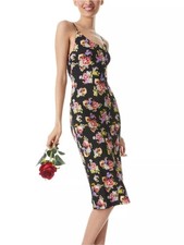Alice + Olivia Women’s Delora Spaghetti Strap Fitted Midi Dress Bodycon Size 6