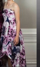 Speechless Sz 3 Strapless Dip Hem/Asymmetrical Prom Dress Navy, Cream, Pink