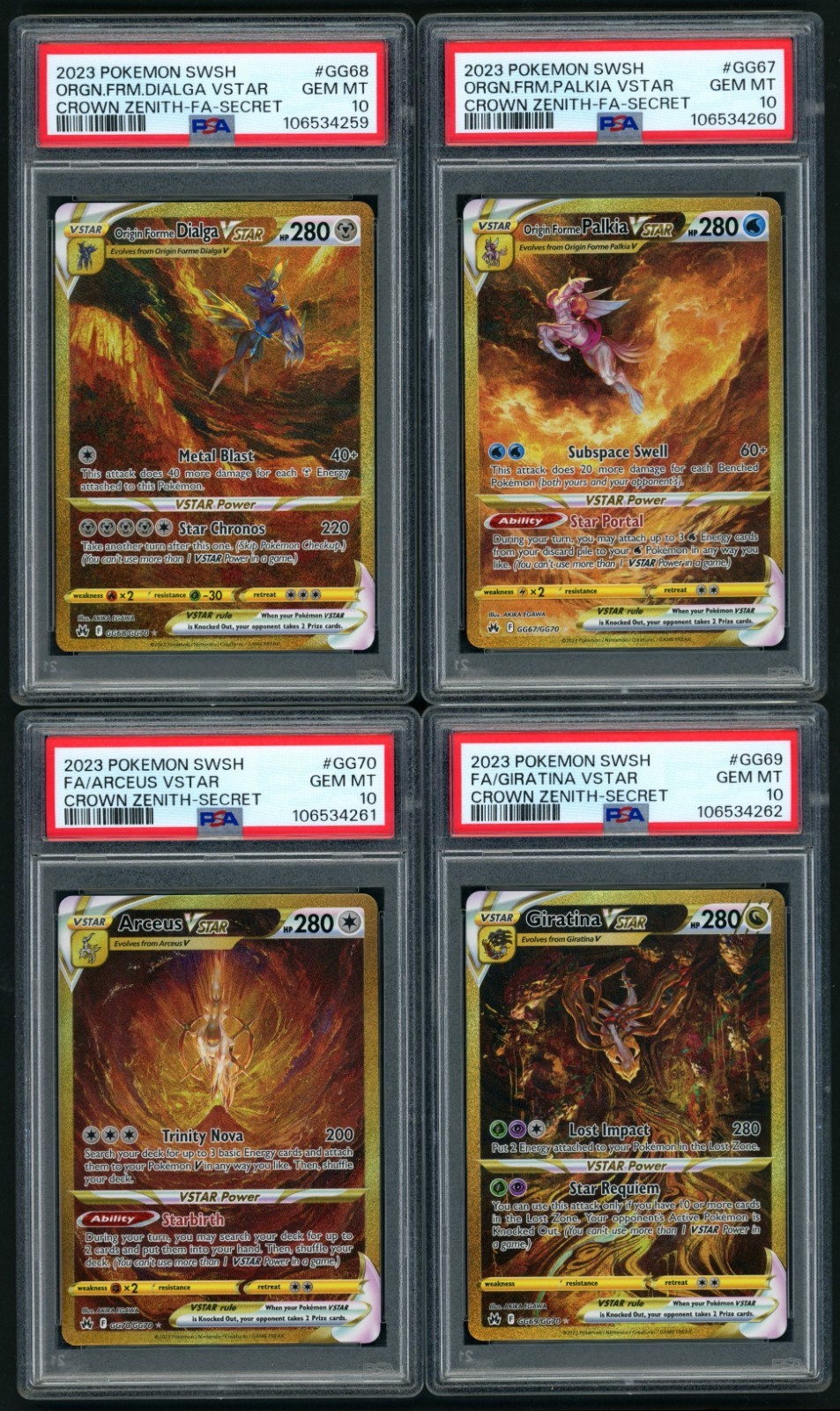 2023 POKEMON SWSH CROWN ZENITH LEGENDARY CREATORS VSTAR PSA 10 SEQ SET
