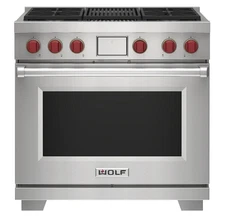 Wolf DF364C- 36" Professional Dual Fuel Range 4 Burners w/ Infrared Charbroiler