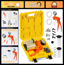 2-in-1 Brake Fluid Bleeder Kit with Handheld Vacuum Pump Gauge Adapters, Case
