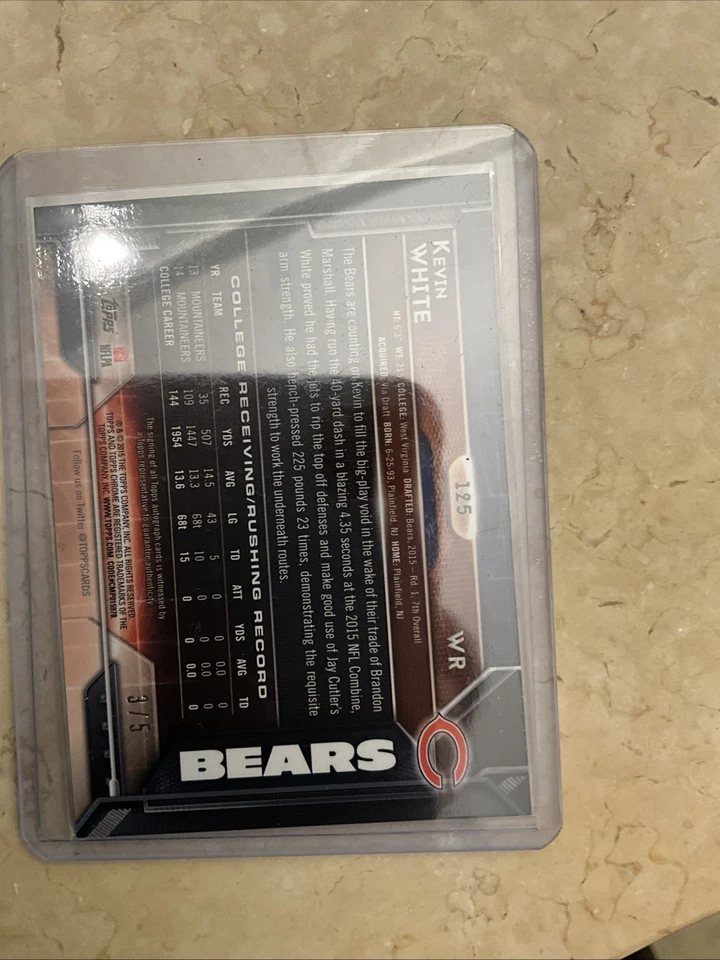 2015 Topps Chrome - Rookies Kevin White #125 Red Refractor/5 recién sacado Foto 3 de 4