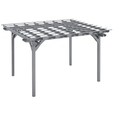 12' x 10' Wooden Pergola Outdoor Gazebo with Stable Structure, Gray