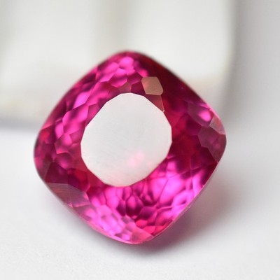 Certified 10-12 Ct Natural Pink Ruby Brilliant Square Cut Loose Gemstone