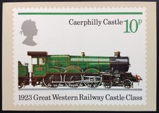 1975 Railway PHQ Card 12 (c) with 10p Caerphilly Castle Gutter Pair, Dulwich Pmk