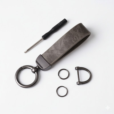 [10-pack] PU Car Keychain Holder, 360 Degree Rotatable, Anti-Lost D-Ring