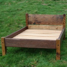 Handcrafted Rustic Wooden Bed Frame – Reclaimed Wood Design for a Natural Look