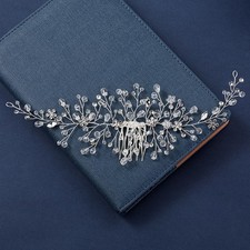 Bride Pearl Wedding Hair Vine Bridal Rhinestone Hair Piece Crystal Party