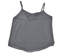 Torrid Plus Size 3 Dark Gray Chiffon Layered Camisole Strappy Lace Up V-Neck