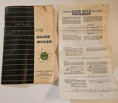 How to Use Trig Slide Rules by MAURICE L. HARTUNG 1960  & Sterling Slide Instruc