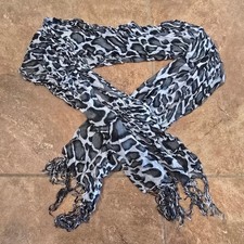 Grey Animal Print Detailed Scarf
